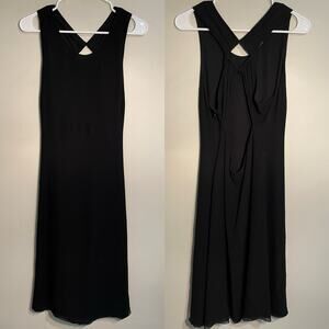 Armani Collezioni‎ Black Silk Backless Midi Knee Length Dress